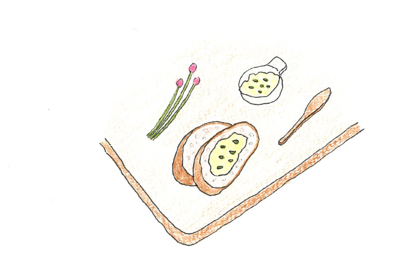 チャイブ料理のイラスト