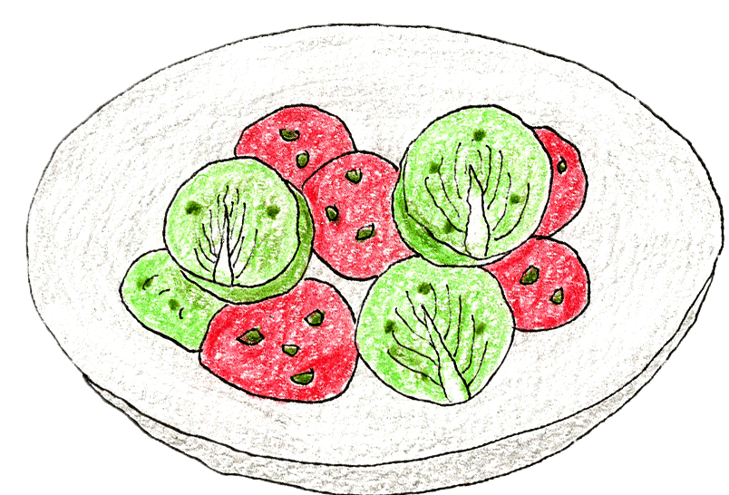 芽キャベツとミニトマトのアンチョビ炒め