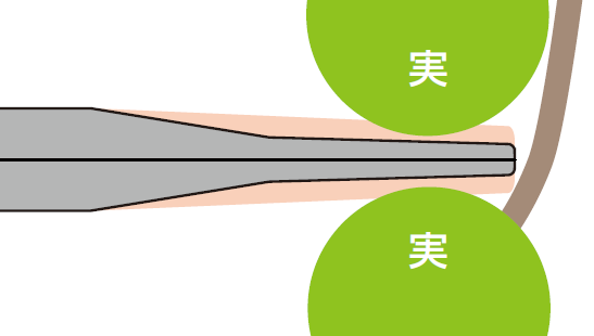 特長①超薄型の刃先で実と実のスキマに入れやすい